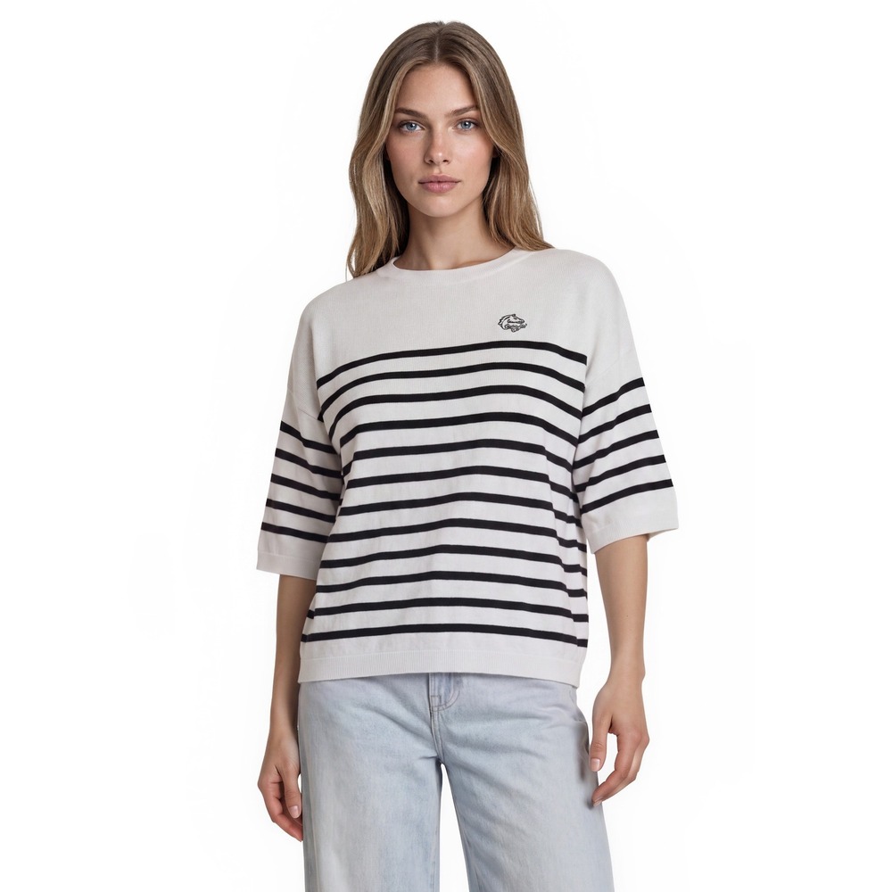 Barbour Modern Heritage Breeders Cup Sweater Women's Size 10 White Black Striped